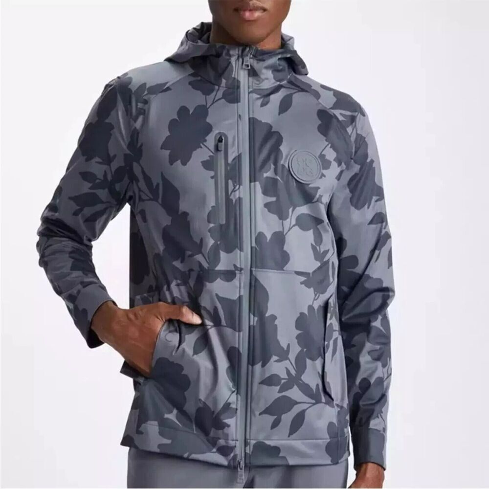G/FORE Tonal Floral Weather Resistant Repeller Jacket Hooded Sz S Charcoal‎ NWT